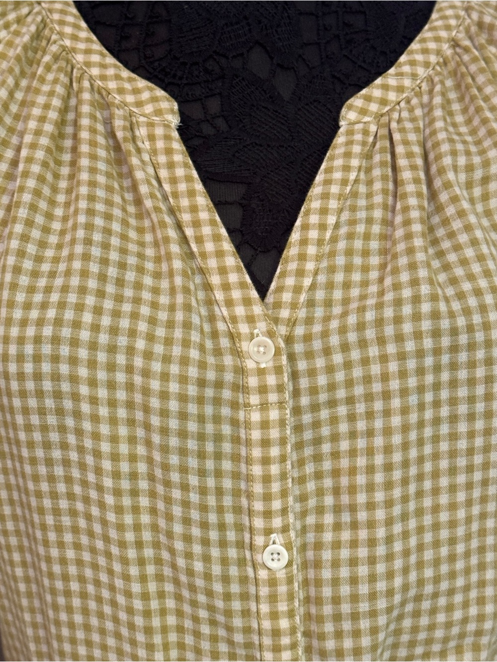 Pact 100% Organic Cotton Double Gauze Yellow Gingham Button-Front Midi Dress - Picture 4 of 10